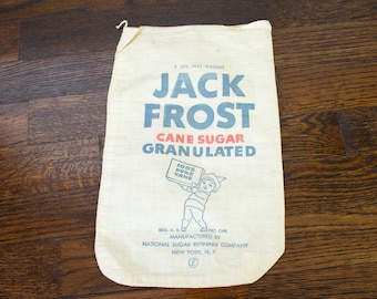 Vintage Jack Frost Brand 5lb Cane Sugar Cloth Sack