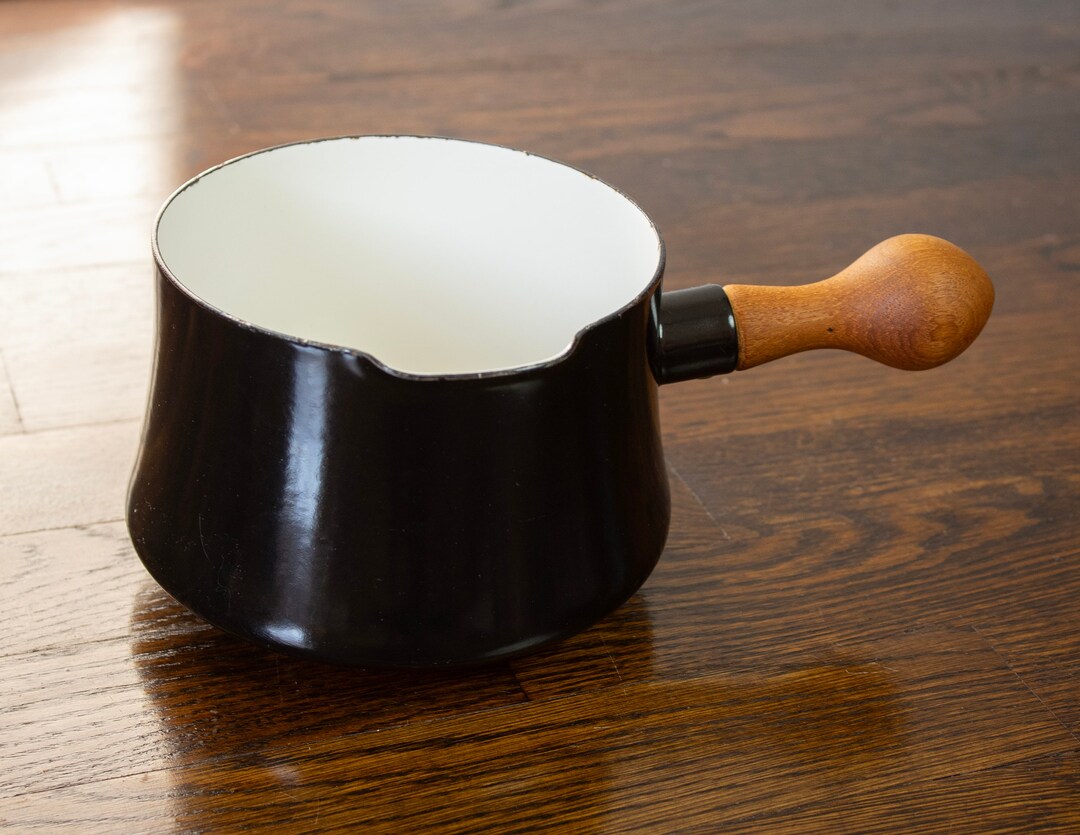 Vintage Dansk Kobenstyle Black Enamel Butter Warmer Saucepan Etsy