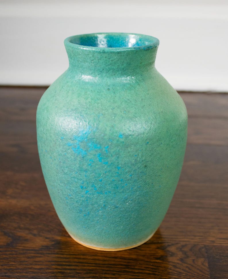 Vintage Art Pottery Signed Blue Vase 7" - Etsy