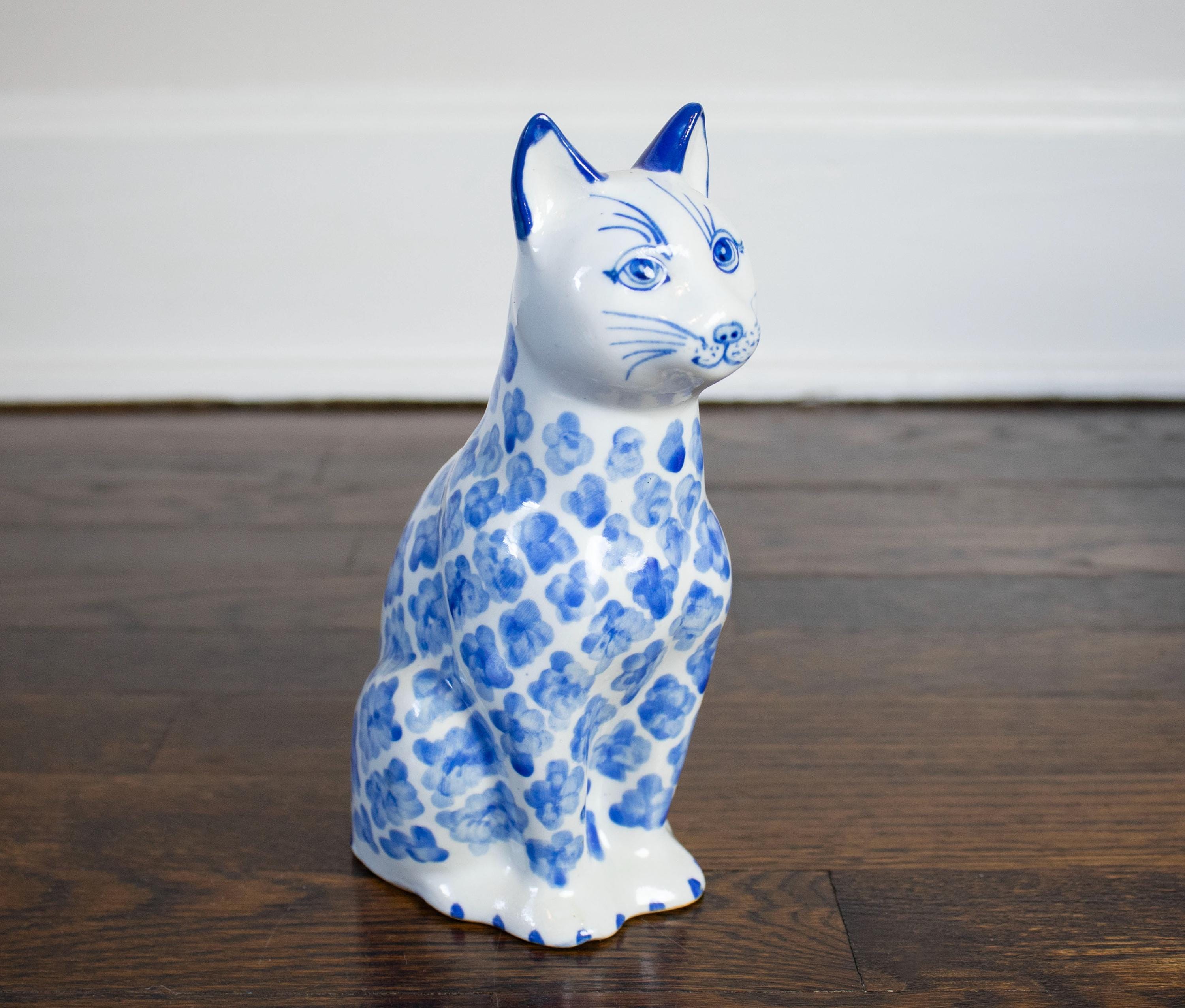 Vintage Blue Cat Figurine - Etsy