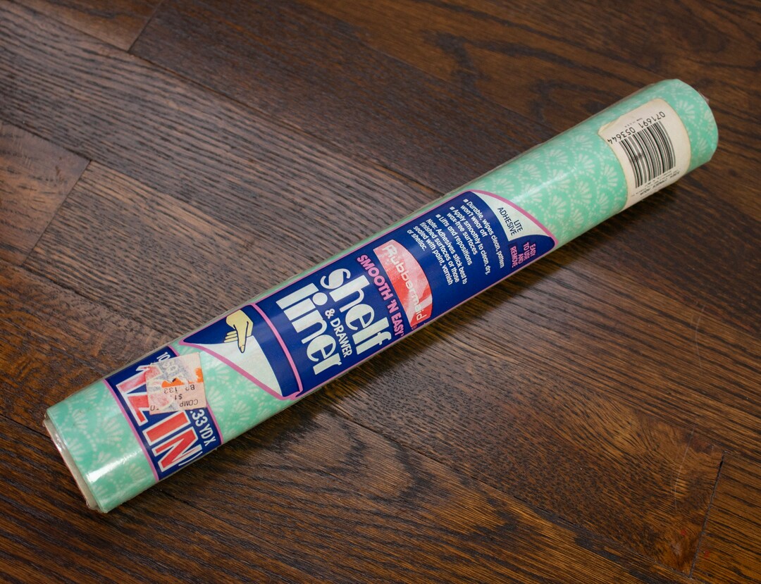 1988 Rubbermaid Shelf Liner Images Aqua Scallop Fan Pattern 3.3 Yards X