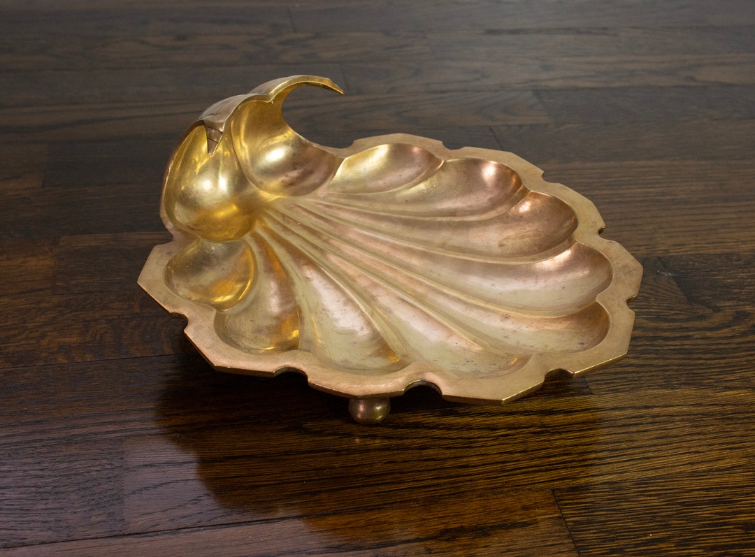 Vintage Brass Footed Clam Scallop Sea Shell Tray - Etsy