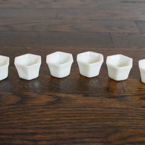 Vintage Chinese Milk Glass Hexagon Salt Cellars Set of 6