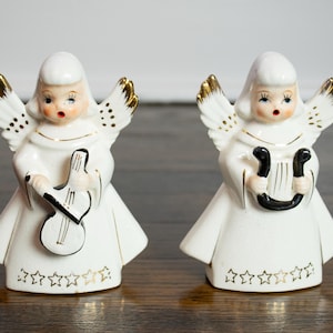 Paar Vintage Keramik Weihnachtschor Engel Figuren Made in Japan