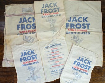 Vintage Jack Frost Marke Zuckerrohr Zuckertuch Sack 5lb 10lb 25lb