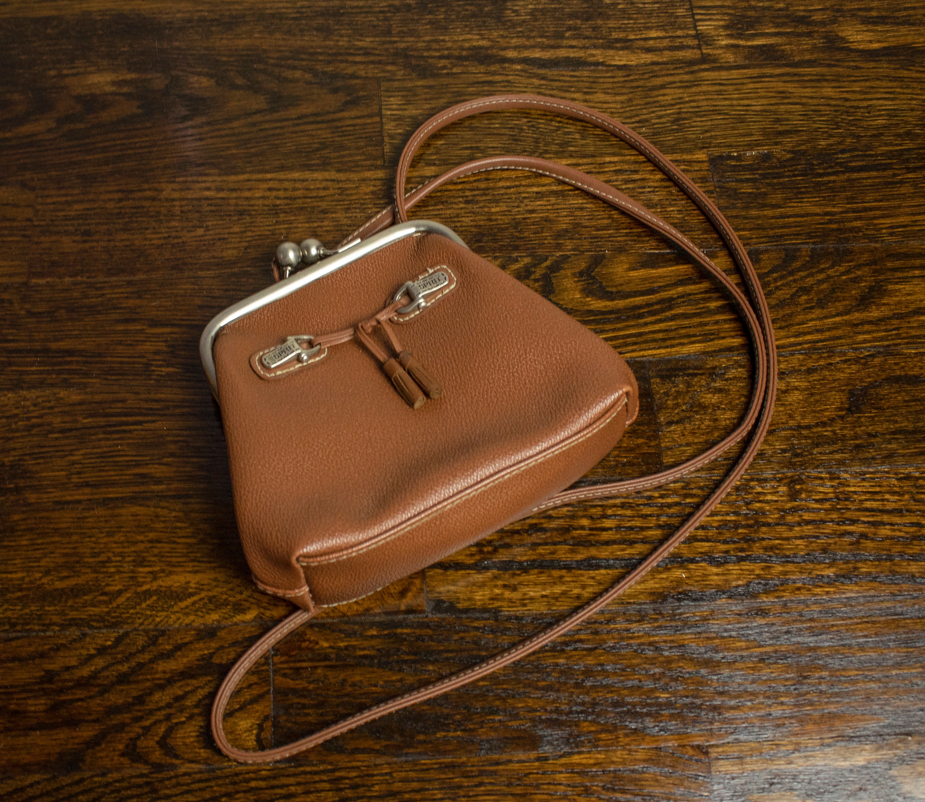 Vintage ESPRIT Crossbody Bag Black Brown Faux Leather – Shop