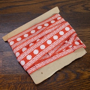 Vintage Jacquard Greek Key rouge et blanc 1,5" large ruban de finition 4 yards 30"