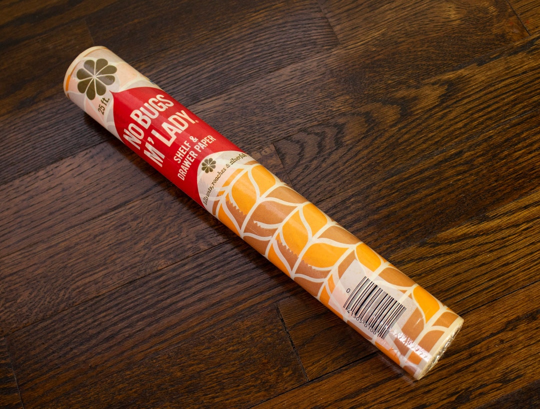 Vintage No Bugs M'lady Kitchen Shelf/drawer Paper Liner Orange Mod
