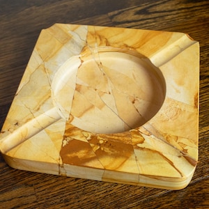 Vintage Natural Marble Stone Square Cigar Ashtray