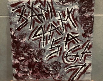Peinture sur toile originale Team No Sleep - Graffiti - 20 cm x 20 cm - Peinture acrylique sur toile (unique en son genre)
