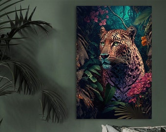 Leopard 2 - design of a leopard in the jungle - jaguar canvas print - poster artwork