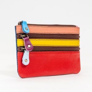 Mother's Day Gift Women Multicolour Genuine leather coin pouch| Multi Coloured Wallet for Ladies | Handmade | Waste Leather| Eco-Friendly