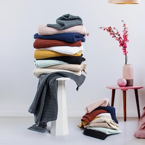 Waffle Weave Bath & Hand Towel Sets for Bathroom, Luxury 100% Turkish Organic Cotton Premium Quality Quick-Dry Waffle Towels, Giftable Pack