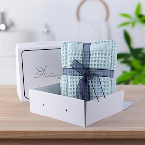 Luxury Ice Green Waffle Hand & Bath Towel Sets for Bathroom, Premium Quality Organic 100% Turkish Cotton Waffle Towels, Giftable Packing