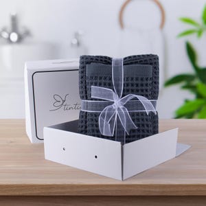 Luxury Grey Waffle Hand & Bath Towel Sets for Bathroom, Premium Quality Organic 100% Turkish Cotton Quick-Dry Waffle Towels, Giftable Pack