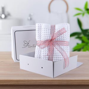 Luxury White Waffle Hand & Bath Towel Sets for Bathroom, Premium Quality Organic 100% Turkish Cotton Quick-Dry Waffle Towels, Giftable Pack