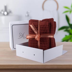 Luxury Rust Waffle Hand & Bath Towel Sets for Bathroom, Premium Quality Organic 100% Turkish Cotton Quick-Dry Waffle Towel, Giftable Packing
