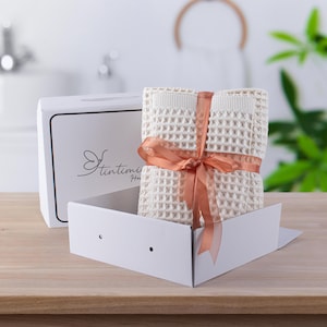 Luxury Natural Waffle Hand & Bath Towel Sets for Bathroom, Premium Organic 100% Turkish Cotton Quick-Dry Waffle Towels, Giftable Packing