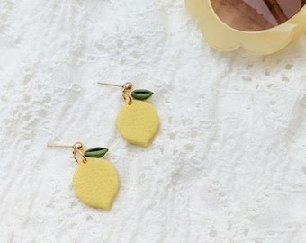 Lemon Earrings Polymer Clay | handmade jewelry | summer earrings | Earrings gold plated | gift girl | special jewelry