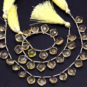 Lemon Quartz Beads Faceted Rhombus 8x12mm Natural Gemstone Beads for Jewelry Making 8&quot; Strand, DIY Craft Gift