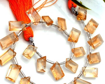 Citrine Beads Faceted Fancy Cut, Natural 6x10-7x11mm Gemstone Strand, Jewelry Crafting Supplies, Gift for Jewelry Makers
