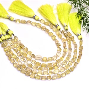 Lemon Quartz Faceted Nuggets Shape Beads - Natural Gemstone Center Drill Beads for Jewelry Making - Size 6x7mm-6x8mm - AAA Quality