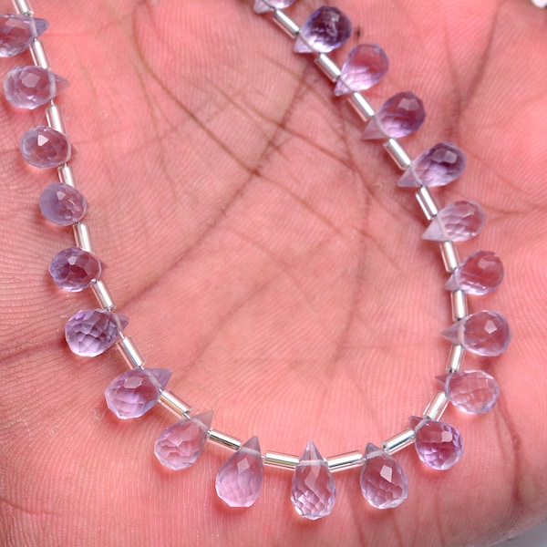 Pink Amethyst Teardrop Beads, Faceted Gemstone Beads, Jewelry Making Beads, Top Quality, 5x8mm-6x9mm