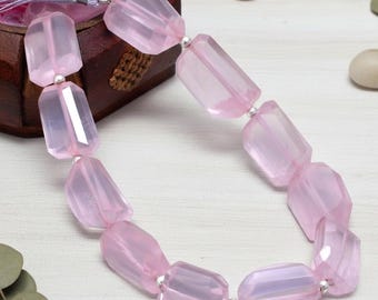 13 pcs AAA Rose Quartz Tumble Faceted Nugget Beads: Pink Crystal Tumble Gemstone