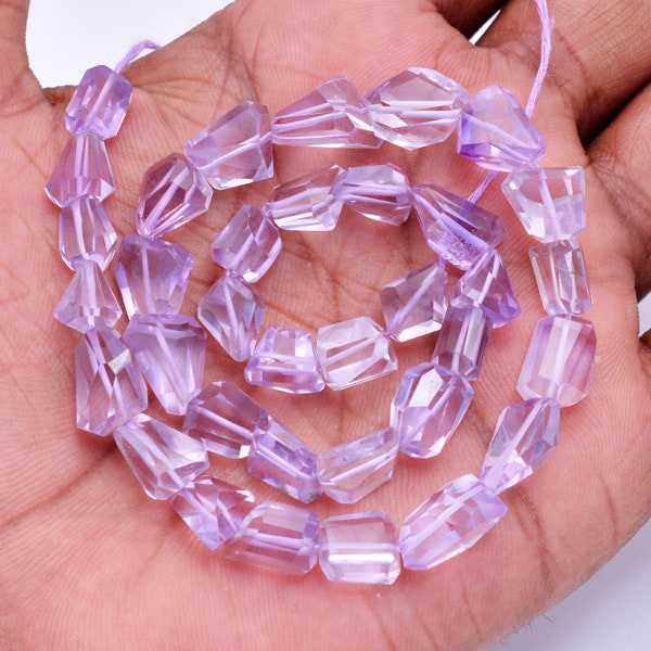 Natural Pink Amethyst Briolette Beads Line Strand, Gemstone Beads Wholesale, 7x11mm-8x12mm