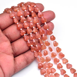 Sunstone Heart Shape Gemstone Beads 8mm - Perfect for Jewelry Making 8 Inches Strand