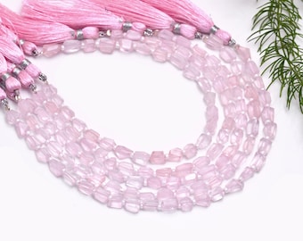 Rose Quartz Beads, Faceted Tumble Nuggets 5x7mm-6x8mm Crystal Beads, Natural Pink Quartz Gemstone Strand, Rose Quartz Jewelry Making Beads