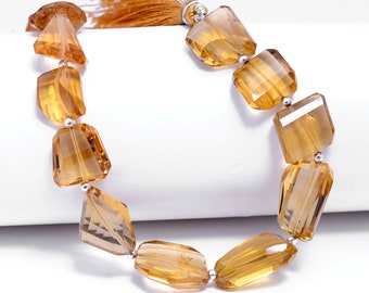 Natural Champagne Quartz Jewelry Making Beads, Faceted Nugget Shape, Gemstone Beads 9x11-12x18mm