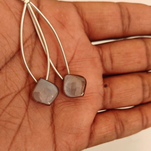 Chocolate Moonstone Earring Beads, Rhombus Gemstone Pair, 14mm