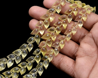 Lemon Quartz Faceted Teardrop Beads Line Strand, Wholesale Beads AAA+, Natural Gemstone Jewelry MakingI7x10mm To 7.5x11mm I