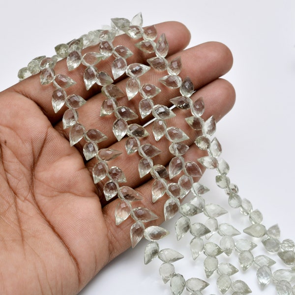 Green Amethyst flower Buds Faceted Gemstone Beads, Jewelry Making Supplies, Natural Crystal Beads, Green Amethyst Stone