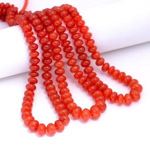 Natural carnelian Smooth roundelle bead, 16 inches Strand Gorgeous natural Orange carnelian gemstone beads 8mm to 10 mm