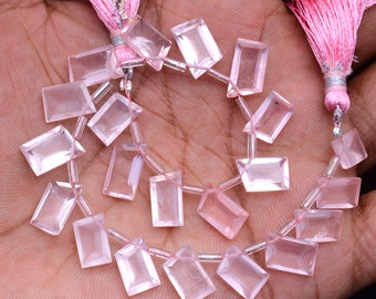 Facettierte Rosenquarz-Nuggetperlen 6x10-7x11 mm, natürlicher rosa Edelstein, DIY-Schmuckherstellung, 8 Zoll