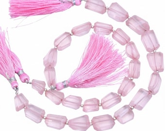AAA Quality Natural Rose Quartz Bead, 9x11-9x15mm Tumble Shape Quartz Bead Necklace, Faceted Nuggets Beads, January Birthstone Jewelry  AAA+