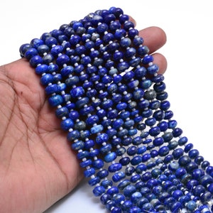 Lapis Lazuli Rondelle Beads 6-8mm: AAA Grade Gemstone, 7 Inch Strand