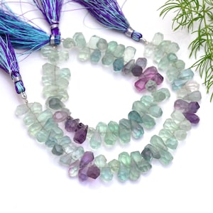 Natural Fluorite Faceted Gemstone Beads, Fluorite Tumble Drops, Side Drill Beads, 6X10MM, Crafting Supplies