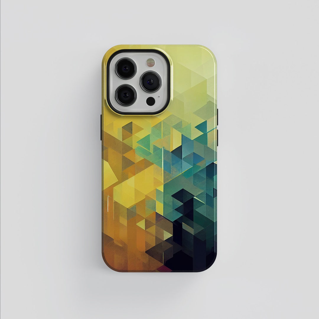 Abstract Geometric iPhone & Samsung Case: Yellow Green Low Poly Art - Etsy
