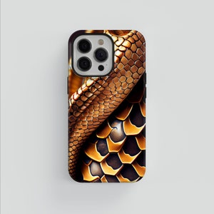 Golden Snakeskin Scale iPhone & Samsung Case: Abstract Tough Phone Cover