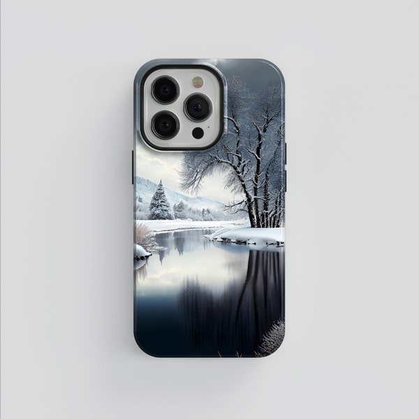 Frozen Stream In Winter Tough Shockproof Mobile Phone Case For iPhone 12 13 14 15 Plus Pro Max Samsung S10 S20 S22 S23 S24