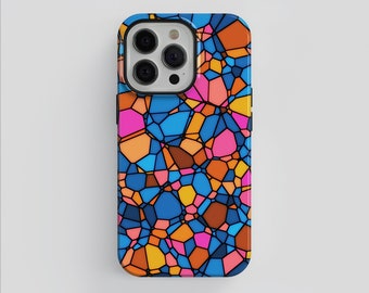 Coque de portable à motif abstrait mosaïque : design art moderne