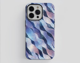 Abstract Waves Shimmer Purple Phone Case: Tough Dual-Layer Case for iPhone & Samsung
