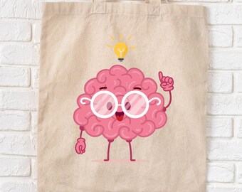 Brainy - borsa in cotone con stampa