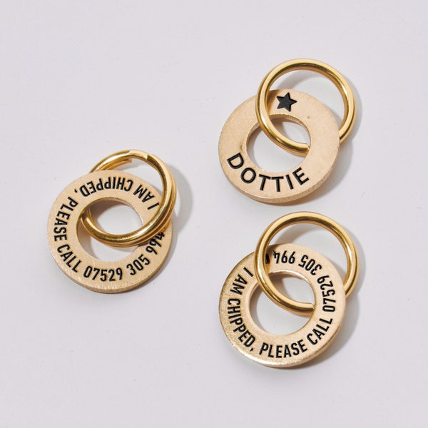 Custom Engraved Pet ID Tag, Personalized Cat Dog Collar Charm