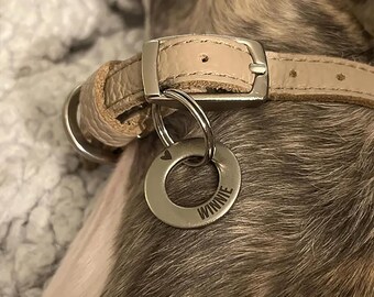 Engraved Pet ID Tags, Personalized Handmade Cat Dog Name Collar Charm
