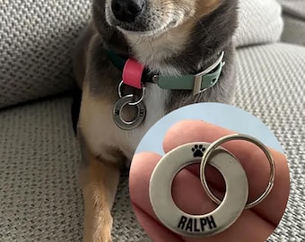 Handmade Dog Name Tags, Custom Engraved Crown Logo, Personalized Pet Cat ID Collar Charm