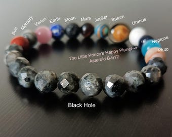 Galaxy Bracelet Solar Planets Universe Space, Little Prince, Positive Energy Spiritual Yoga Gift